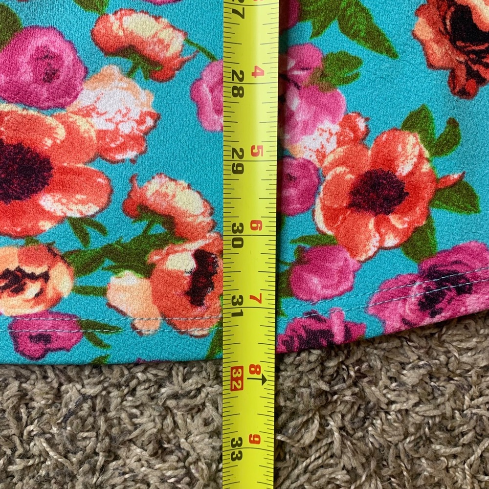 OBOE Women's Floral V Neck A Line Dress Medium Blue Pink Coral - Picture 7 of 8
